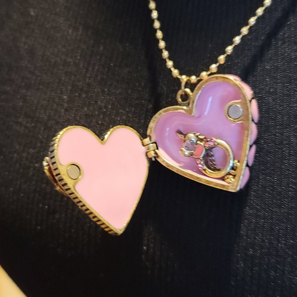 NWT Pink Heart Locket Necklace by Betsey Johnson - Picture 5 of 11